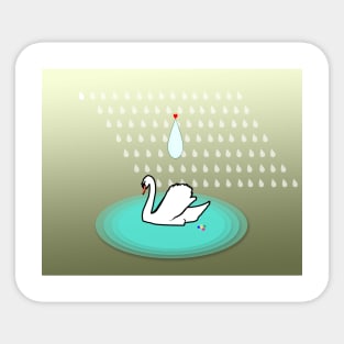 swan in the rain Sticker